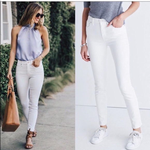 Madewell Denim - Madewell high rise 9” skinny white jeans